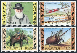 Mauritius 544-547, Hinged. Mi 540-543. Charles Darwin,1982. Elephant, The Beagle - Mauricio (1968-...)