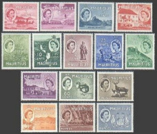 Mauritius 251-265,hinged. Mi 243-257zz. QE II,1953.Grand Port,Aloe,Map,Dodo,Arms - Mauricio (1968-...)