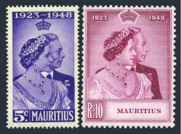 Mauritius 229-230, Hinged. Mi 221-222. Silver Wedding,1948. George VI,Elizabeth. - Mauricio (1968-...)