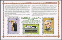 Mauritius 480-482, 482a Sheet. MNH. Father Laval, Physician, Missionary, 1979. - Maurice (1968-...)
