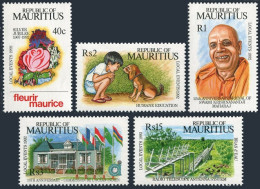 Mauritius 755-759,MNH.Mi 746-750. Events 1992.Flower,Swami Maharaj,Dog,Telescope - Maurice (1968-...)