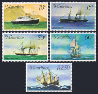 Mauritius 419-423,423a Sheet, Hinged. Mi 411-415,Bl.4. Mail Carriers,1976.Ships. - Mauritius (1968-...)