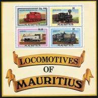 Mauritius 479a Sheet, MNH.Mi Bl.9. Locomotives 1979.Whitcomb,Sir William,Kitson, - Mauricio (1968-...)