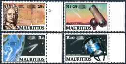 Mauritius 625-628, MNH. Mi 621-624. Halley Comet, 1986. Telescope, Giotto Space. - Mauritius (1968-...)