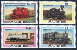 Mauritius 476-479, 479a Sheet, MNH. Michel 470-473, Bl.9. Locomotives 1979. - Mauricio (1968-...)