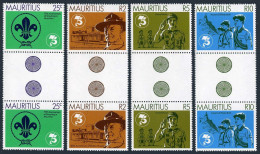 Mauritius 540-543 Gutter, MNH. Michel 536-539. Scouting 1982. Lord Baden-Powell. - Mauricio (1968-...)