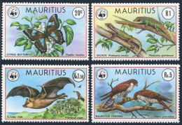 Mauritius 469-472, MNH. Michel 463-466. WWF 1978. Butterfly, Geckos, Flying Fox, - Mauritius (1968-...)