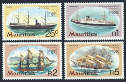 Mauritius 498-501, MNH. Mi 494-497. LONDON-1980. Ships: Emirne,Boissevain,Breeze - Mauricio (1968-...)