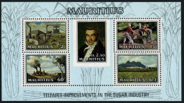 Mauritius 367a Sheet,MNH.Michel Bl.2. Dr.Charles Telfair.Sugar Industry,1969. - Mauricio (1968-...)