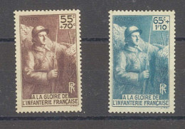Yvert 386-387 - A La Gloire De L' Infanterie Française - 2 Timbres Neufs Sans Traces De Charnières - Andere & Zonder Classificatie