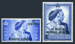 GB Offices In Morocco 93-94, Hinged. Silver Wedding 1948. George VI, Elizabeth. - Marokko (1956-...)
