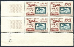 Fr Morocco CB42 Block/4,MNH.Mi 343. Stamp Day 1952.Casablanca Post Office,Plane. - Marokko (1956-...)