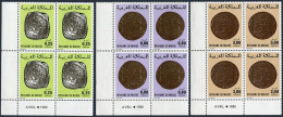 Morocco 403A-405A-406A Blocks/4,MNH. Michel A929-C929. Coins 1981. - Marruecos (1956-...)