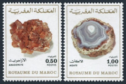 Morocco 313A-314A,MNH. Michel 797-798. Minerals 1975.Aragonite,Agate. - Marokko (1956-...)