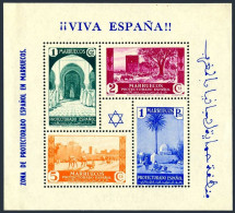 Spanish Morocco 174a Sheet, MNH. Mi Bl.2. Viva Espana,1937.Views,Bokola,Caravan, - Marruecos (1956-...)