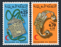 Morocco B29-B30,hinged.Michel 749-750. Red Crescent 1973.Silver Box,Bracelet. - Morocco (1956-...)