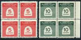 Sp Morocco 323-324 Blocks/4,MNH.Michel 372-373. Numeral,1953. - Marruecos (1956-...)