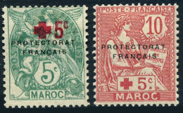 Fr Morocco B6-B7,mint Without Gum/lightly Hinged. Mi A20-B20. Surcharged, 1915. - Morocco (1956-...)