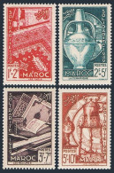 Fr Morocco B44-B47, Hinged. Mi 307-310. SOLIDARITY 1949. Handicrafts:Rug,Pottery - Morocco (1956-...)