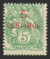 Fr Morocco 15,hinged.Michel 11. Offices In Morocco,5 Centimos Surcharged In Red. - Marruecos (1956-...)