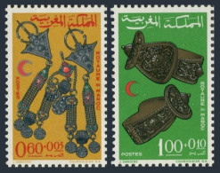 Morocco B12-B13,MNH.Michel 586-587. Red Crescent 1967.Jewelry.Brooches,Braslets. - Morocco (1956-...)