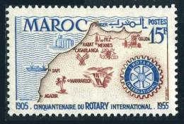 Fr Morocco 309, MNH. Michel 387. Rotary International, 1955. Map. - Marruecos (1956-...)