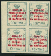 Spanish Morocco 77 Block/4,MNH.Michel 77. Overprinted In Red,1921. - Marruecos (1956-...)