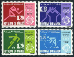 Morocco 262-265, MNH. Mi 708-711. Olympics Munich-1972. Running, Soccer,Cycling, - Marruecos (1956-...)