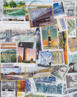 100 Timbres Différents: Phares, Moulins, Barrages, églises, Chateaux. Ponts. - Lots & Kiloware (mixtures) - Max. 999 Stamps