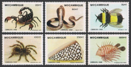 Mozambique 1074-1079,MNH.Michel 1156-1161. Venomous Species 1089:Pandinus,Bombus - Mosambik