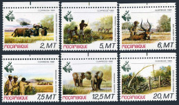 Mozambique 745-750,MNH. Mi 816-821. EXPO-1991. Buffalo,Hunters,Impala,Elephants. - Mozambico