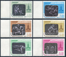 Mozambique 624-629,630, MNH. Olympics Moscow-1980. Wrestling,Running,Equestrian, - Mosambik