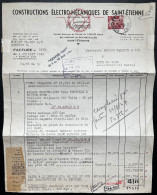 3f50 MARIANNE DE GANDON SUR FACTURE / CONSTRUCTIONS ELECTRO MECANIQUES DE ST ETIENNE / 9 JUIL 1947 - 1921-1960: Période Moderne