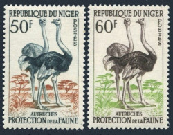 Niger 99-100, Lightly Hinged. Michel 9-10. Ostriches, 1960. - Niger (1960-...)