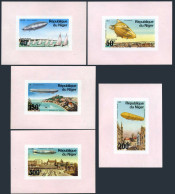 Niger C273-C277 Deluxe,MNH.Mi A522-A526. Zeppelin,75th Ann.1976.Yachts,Towns. - Niger (1960-...)