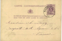 Carte-correspondance N° 28 écrite De Rochefort Vers Jumet - Postbladen