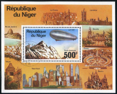 Niger C278,CTO.Michel Bl.14. Zeppelin-75,1976.Zeppelins Over Swiss Alps. - Niger (1960-...)