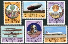 Niger C318-C323,MNH.Mi 825-830.Manned Flight,200,1983.Balloons,Zeppelin,Concorde - Niger (1960-...)