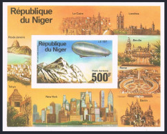 Niger C278 Deluxe,MNH.Mi Bl.14B. Zeppelin-75,1976.Zeppelins Over Swiss Alps. - Niger (1960-...)