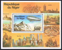 Niger C278,MNH.Michel Bl.14. Zeppelin-75,1976.Zeppelins Over Swiss Alps. - Niger (1960-...)