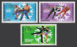 Niger 759-761,762,MNH.Mi 1019-1021,Bl.51. Olympics Calgary-1988.Downhill Skying. - Niger (1960-...)