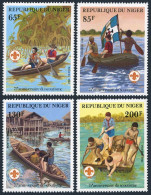 Niger 586-589,590,MNH.Michel 796-799,Bl.37. Scouting Year 1982.Canoeing,Rafting, - Niger (1960-...)