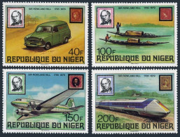 Niger 474-477,478, MNH. Mi 662-665, Bl.23. Sir Rowland Hill, 1979. Truck, Train, - Niger (1960-...)