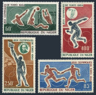 Niger C45-C48,MNH.Michel 79-82. Olympics Tokyo-1964.Coubertin,Water Polo,Discus, - Niger (1960-...)
