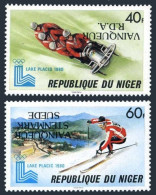 Niger 501-502 ERROR,MNH.Mi 700-701. Olympics Lake Placid-1980.inverted Overprint - Níger (1960-...)