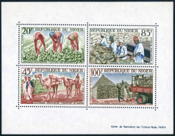 Niger C34a,MNH.Michel Bl.1. Peanut Industry 1963. Cultivation, Camels, Truck. - Niger (1960-...)