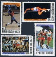 Niger 507-510, MNH. Mi 695-698. Olympics Moscow-1980. Javelin, Walking,Marathon. - Níger (1960-...)