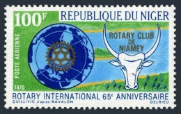 Niger C121,MNH.Michel 245. Rotary International Club,65,1970.Globe.Animal. - Níger (1960-...)