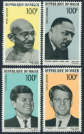 Niger C94-C97,C97a, MNH. Mi 200-203, Bl.6. Brothers Kennedy, Luther King,Gandhi. - Niger (1960-...)