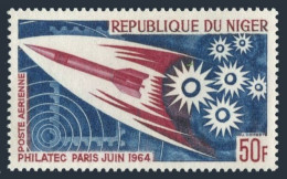 Niger C42, MNH. Michel 76. PHILATEC-1964, Paris. Rocket, Stars. - Niger (1960-...)